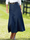 Jupe en denim a-line - jupe longue tendance en bleu foncé pour femmes