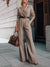 Combinaison femme taupe avec ceinture et blazer, coupe palazzo - tenue de bureau élégante