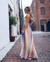 Robe maxi femme laila à rayures colorées - tenue estivale légère pour occasions décontractées