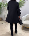 Robe décontractée à manches longues pour femme - noir, coupe fluide pour le jour ou le soir