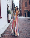 Robe maxi femme laila à rayures colorées - tenue estivale légère pour occasions décontractées
