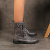 Bottines vintage à lacets pour femmes - chaussures en similicuir (PU) chic pour la marche