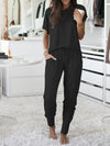 Ensemble de loungewear pour femmes - top et pantalon ample en tissus doux pour un style décontracté