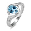 Bague en argent sterling avec topaze bleue - bague en argent pour femmes avec gemme