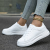 Baskets en similicuir (PU) pour femmes - sneakers blanches tendance