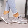 Baskets femmes - chaussures grises polyvalentes à lacets avec un excellent soutien