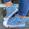 Baskets montantes en denim bleu - chaussures tendance pour femmes