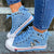 Baskets montantes en denim bleu - chaussures tendance pour femmes