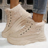 Baskets montantes pour femmes - sneakers douillets avec doublure en fausse fourrure