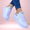 Baskets scintillantes pour femmes - baskets blanches stylées avec détails pailletés