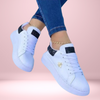 Baskets scintillantes pour femmes - baskets blanches stylées avec détails pailletés