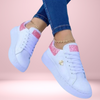 Baskets scintillantes pour femmes - baskets blanches stylées avec détails pailletés