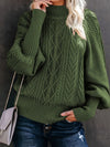 Pull en tricot - élégant pull à col montant pour femmes avec motif en laine