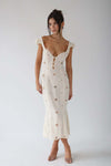 Robe midi féminine à fleurs brodées blanche - style chic pour le jour et le soir