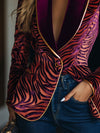 Blazer à motif zèbre - blazer en velours rouge ankola pour femmes