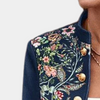 Blazer bleu brodé fleurs - veste élégante pour femmes
