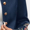 Blazer bleu brodé fleurs - veste élégante pour femmes