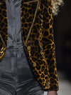 Blazer en velours imprimé léopard - veste tailleur tendance pour femmes