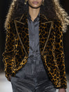 Blazer en velours imprimé léopard - veste tailleur tendance pour femmes