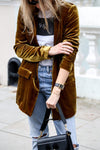 Blazer en velours - manteau long chic pour un look décontracté et élégant