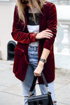 Blazer en velours - manteau long chic pour un look décontracté et élégant