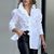 Blouse blanche à manches longues avec volants pour femmes - chemisier élégant