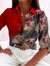 Blouse élégante à imprimé plumes de paon - haut à motifs raffiné