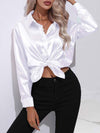 Blouse en satin à boutons - chemisier élégant à manches longues pour femmes