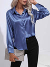 Blouse en satin à boutons - chemisier élégant à manches longues pour femmes