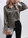 Blouse en satin à boutons - chemisier élégant à manches longues pour femmes