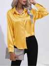 Blouse en satin à boutons - chemisier élégant à manches longues pour femmes