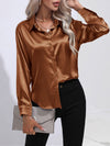 Blouse en satin à boutons - chemisier élégant à manches longues pour femmes