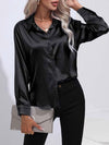 Blouse en satin à boutons - chemisier élégant à manches longues pour femmes