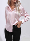 Blouse en satin à boutons - chemisier élégant à manches longues pour femmes