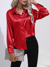 Blouse en satin à boutons - chemisier élégant à manches longues pour femmes