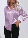 Blouse en satin à boutons - chemisier élégant à manches longues pour femmes
