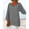Blouse féminine rayée à col en v - tunique à manches longues tendance