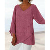 Blouse féminine rayée à col en v - tunique à manches longues tendance