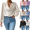 Blouse femme à col drapé - haut élégant à manches longues