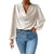 Blouse femme à col drapé - haut élégant à manches longues