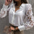 Blouse femme - chemisier élégant avec détail délicat en dentelle