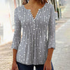 Blouse femme - haut long à manches avec décolleté en v et détails à boutons