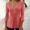Blouse femme - haut long à manches avec décolleté en v et détails à boutons