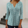 Blouse femme - haut long à manches avec décolleté en v et détails à boutons