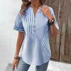 Blouse à rayures pour femmes - chemise décontractée boutonnée en bleu clair pour le quotidien