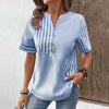 Blouse à rayures pour femmes - chemise décontractée boutonnée en bleu clair pour le quotidien