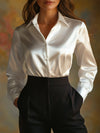 Blouse satin élégante - top féminin à manches longues