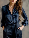 Blouse satin élégante - top féminin à manches longues