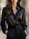 Blouse satin élégante - top féminin à manches longues