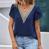 Blouse élégante en dentelle pour femmes - top chic à manches courtes au design polyvalent